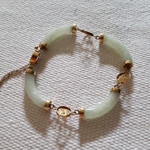 vintage 14k gold and jade bracelet